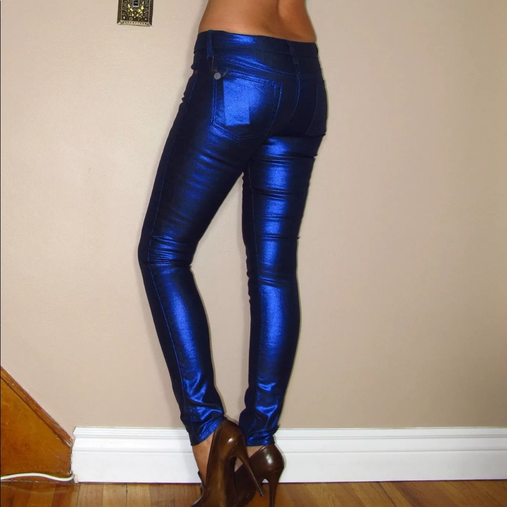 ๐ 7 For All Mankind Liquid Metal Coated Jeans XXS - Picture 5 of 8